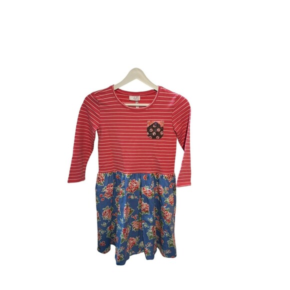 435 Matilda Jane Friends Forever Abigail Dress Size 12 Long Sleeve Floral Stripe - Picture 3 of 9
